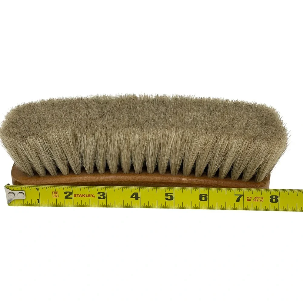 Vtg 100% Horsehair Shoe Boot Shine Soft Brush Wood Handle Leather Buffing 8
